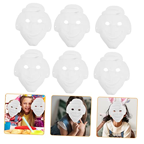 Abaodam 6 Stücke handgezeichnete Clownmaske halloween masken halloweenmaske bastelsets für maskiert Vollgesichts-Maskerade-Maske Partygeschenke Maskerade-Maske Masse Papier Weiß von Abaodam