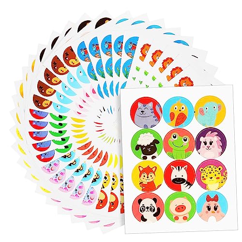 Abaodam 60 Blatt Belohnungsaufkleber Für Runde Aufkleber Tier Nagelaufkleber Kinderaufkleber Cartoon Aufkleber Laptop Aufkleber Runde Aufkleber Kleine Aufkleber von Abaodam