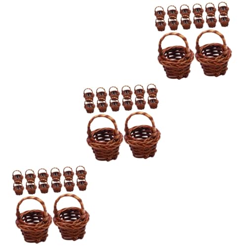 Abaodam 60 STK Mini tragbar Korbbehälter Blumenkorb für Blumenmädchen Ornament Picknickkorb Kleiner Blumenkorb Mikroszenenkörbe Rattan schmücken Einkaufskorb Spielzeug Aufbewahrungskorb von Abaodam