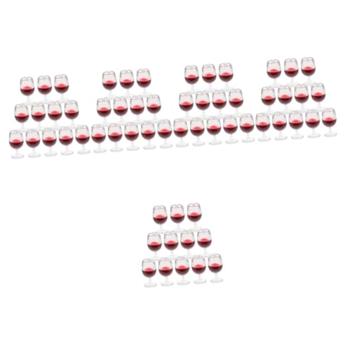 Abaodam Spielzeuge 60 STK Puppenhaus Weinglas Puppe Rotweinkelch Mini-Trinkflasche Modelle Wein Miniatur-Puppenhauszubehör Puppenhaus-Dekor Charme Schnapsglas Lebensmittel Tasse von Abaodam