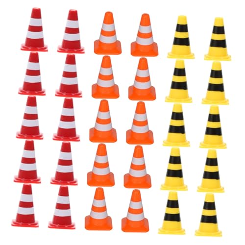 Abaodam 60 Stück Teiliges Mini-Verkehrsschild Spielset für Bunte Miniatur Straßenbarrieren aus Kindersicherem Material Pädagogisches Verkehrsspielzeug zur Verkehrsregel Farberkennung für von Abaodam