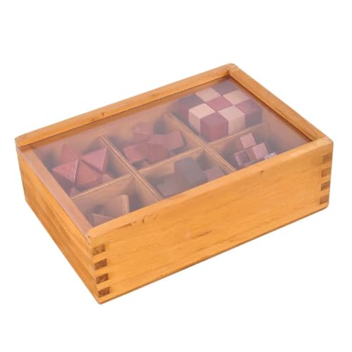 Abaodam Holzspielzeug 6St iq-Puzzle 3D-Puzzlekugel Holz 3D-Puzzle klassisch Luban-Schloss sechsteiliges Set Minsuo Hölzern Wooden Toys von Abaodam