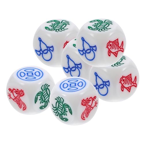 Abaodam 6-teiliges Fisch-krabben-Garnelen-würfelset Ästhetische Würfel-Requisiten Für Chinesische Spiele Mehrseitige Würfel Würfel-layouts Party-spielwürfel Für Bars Und Kneipen von Abaodam