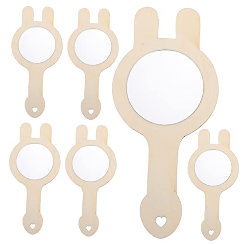 Abaodam 6St Holzspiegel Basteln für Minispiegel wahrer Spiegel bastelset bastelmaterial für schöner Kinderspiegel Spiegel selber Bedrucken hölzern Khaki von Abaodam