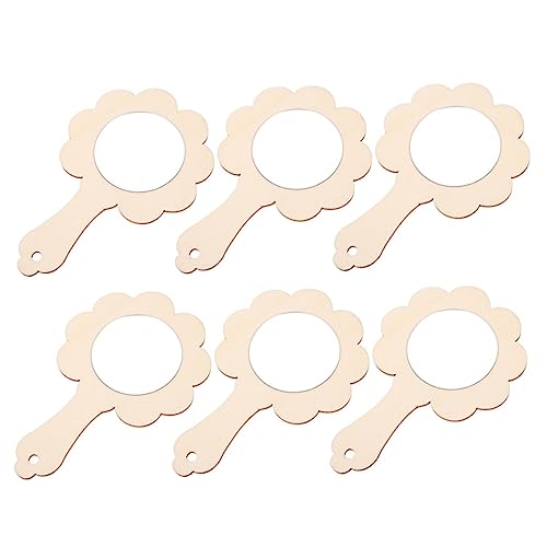 Abaodam 6St Holzspiegel schminke eulenspiegel basteln für Make up Mirror holzdeko schmelzende Perlen Kinderspiele Unfertige Kinderspiegel Spiegel selbst bemalen hölzern Khaki von Abaodam
