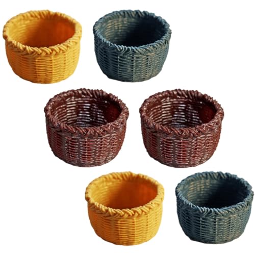 Abaodam 6St Mini-Korb Behälter Miniaturmöbel Mini Körbe Miniaturen wohnaccessoires Miniatures spielwaren draußen Toys hochzeitsdeko Miniaturkorb zum Basteln Puppenhausverzierung Harz von Abaodam