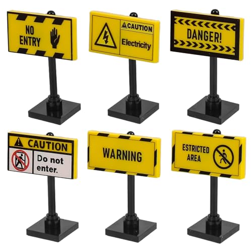 Abaodam 6St Warnschild- Mikroampeln verfolgen Straßenspielzeug Warnschilder Verkehrszeichen Bausteine Straßenschilder aus Kunststoff Lernspielset Abs von Abaodam