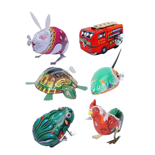 Abaodam Aufziehspielzeug für Kinder 6 Stück Retro Spielzeug Feuerwehrauto und Spielzeug für Jungen und Mädchen Fördert Kreativität und Eltern Kind Beziehung von Abaodam