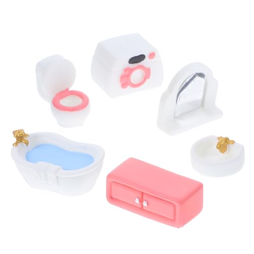 Abaodam 6Stücke Puppenhaus Badezimmer Möbel Teiliges Zubehör für Puppenhaus mit Badewanne Waschmaschine Waschbecken Schrank und Spiegel DIY Dekoration für Kleine Räume Abaodam 6Stücke Puppenhaus Badezimmer Möbel Teiliges Zubehör für Puppenhaus mit Badewanne Waschmaschine Waschbecken Schrank und Spiegel DIY Dekoration für Kleine Räume von Abaodam