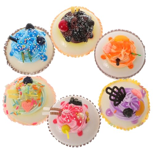 Abaodam 6Stücke Teiliges Realistische Cupcake Dekorationen Künstliche Lebensmittelmodelle Für Kreative Küchen Und Festdeko Requisiten Für Fotografie Und Unterricht von Abaodam