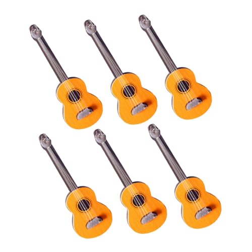 Abaodam 6pcs Puppenhaus Gitarre Mini Gitarre für Puppenhaus Musikinstrument Modelle Mini Gitarre Modell Kleine Ornamente Mini Gitarre Schreibtisch Modell Mini Gitarre Mini Figur Gitarre Dekor Holz von Abaodam