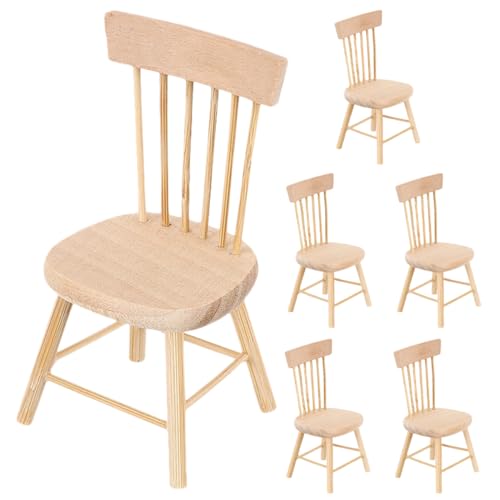 Abaodam 6 Miniatur-holzstühle – Perfekte Miniaturmöbel Für Puppenhäuser – Realistisches Design – Dekoratives Mini- -Accessoire – von Abaodam