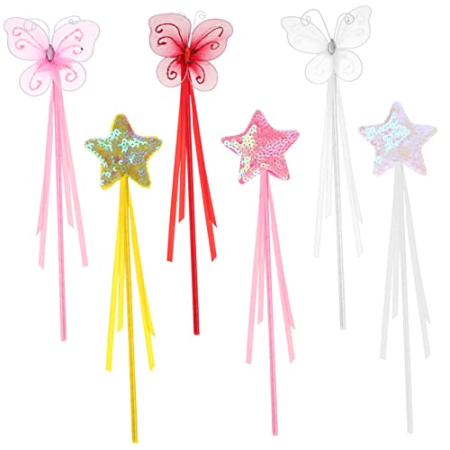 Abaodam 6st Zauberstab Feenflügel Schmetterling Stern Fee Für Mädchen Fee Stöcke Dekoration Feenstab Für Mädchen Zauberstäbe Für Cosplay-fee-Sticks Plastik von Abaodam