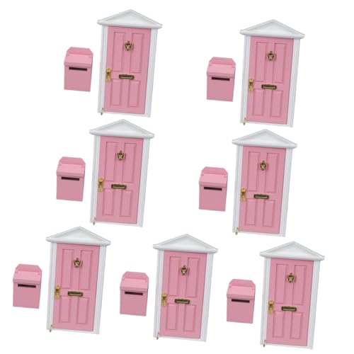 Abaodam 7 Sätze Mini Möbel Türen Haustürdekoration Mini-Möbel Modelle Spielzeug Modell mit spitzer Tür Mini-Hausdekoration Briefkasten schmücken obere Tür Mikroszene Post von Abaodam
