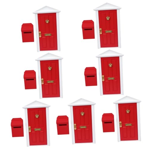 Abaodam 7 Sätze Mini Möbel Türen briefkasten dekor Mini-Hausversorgung Modelle Miniatur-Mailbox-Modell Mini-Hausmöbel Puppenhaus Möbeltür Ornamente Mikroszene hölzern rot von Abaodam