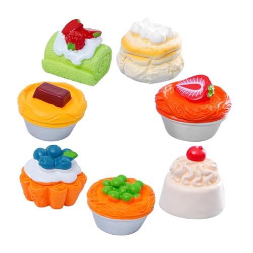 Abaodam 7 Stück Lebensmittel-Requisiten zur Präsentation Simulation Kuchen Miniatur Fälschung für puppenhauszubehör Puppenhaus Zubehör realistisches Spielzeugfutter künstliche Nahrung Harz von Abaodam