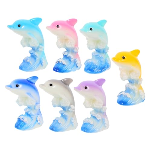 Abaodam 7 Stück Mikro Landschaftsdelfin Miniatur Delfinfiguren Aquarium Miniatur DIY Terrarium Basteln Ornament Statue Fischtank Delfinfigur Party Dekorationen von Abaodam