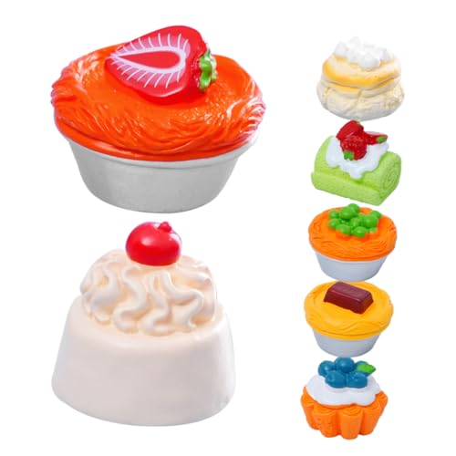 Abaodam 7 Stück Miniaturdesserts Kuchen künstlich Kuchen -Faux -Dessert Oh Obst puppenhauszubehör Puppenhaus Zubehör Simulationsdessert gefälschte Kuchen Prop Essen Harz von Abaodam