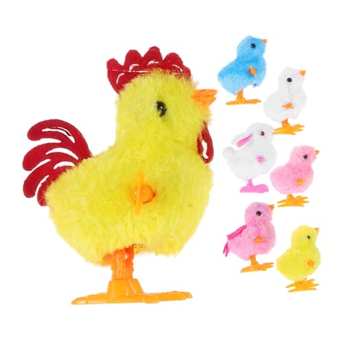 Abaodam 7 Stück Teiliges Aufziehspielzeug mit Flauschigen Realistischen Hühner und Hasenfiguren Buntes Spring für Kindergeburtstag Mitgebsel und Ostern Fördert Motorik und Hand Auge von Abaodam