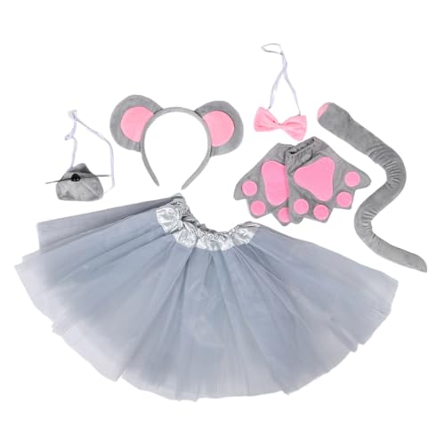 Abaodam 7 Stück Teiliges Mauskostüm mit Tüllrock Mausohren Nasenaccessoire Fliege Handschuhe für Halloween Schulfeiern und Kostümpartys Abaodam 7 Stück Teiliges Mauskostüm mit Tüllrock Mausohren Nasenaccessoire Fliege Handschuhe für Halloween Schulfeiern und Kostümpartys von Abaodam