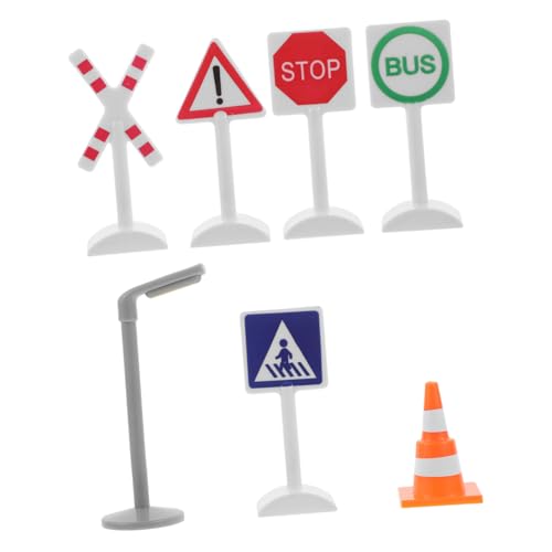 Abaodam 7 Stück Teiliges Verkehrsschilder Spielset für Realistische Mini Straßenschilder und Elektrische Ampeln Sicher und Kreativ für Lernspielzeug von Abaodam