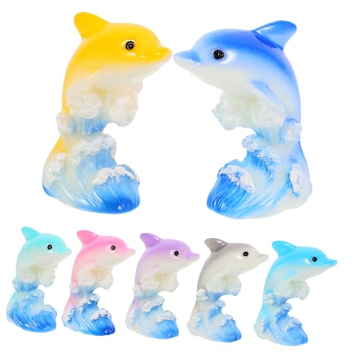 Abaodam 7stücke Miniatur Delfin Figuren Aus Resin Bunte Mini-Delfine Für Garten Und Bonsai Dekoration Für Tierliebhaber Und Miniatur-enthusiasten von Abaodam