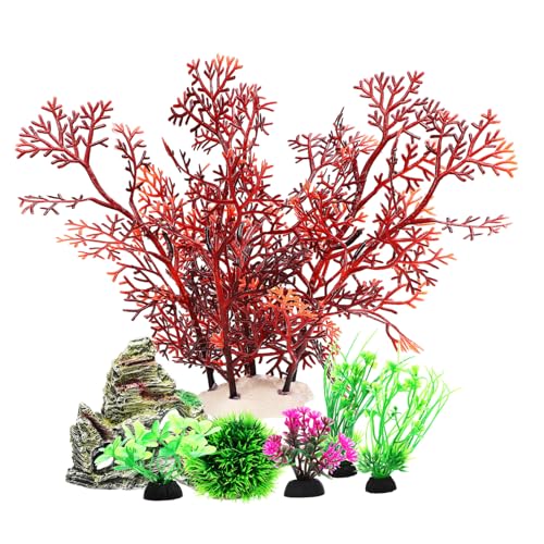 Abaodam 7Stücke Teiliges Aquarium Dekorationsset mit Künstlichen Pflanzen und Höhlenfelsen aus Synthetischem Resin Vielseitig Einsetzbar für Aquarien Fischbehälter und Topfpflanzen Abaodam 7Stücke Teiliges Aquarium Dekorationsset mit Künstlichen Pflanzen und Höhlenfelsen aus Synthetischem Resin Vielseitig Einsetzbar für Aquarien Fischbehälter und Topfpflanzen von Abaodam