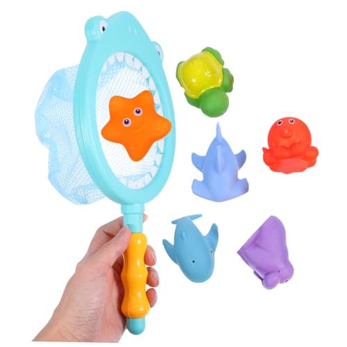 Abaodam 7Stücke Wasserspray und Schwimmendes Haifischspielzeug Fischernetz Fördert Spielerische Lernen über Meerestiere im Wasser für Badewanne Pool und Strand von Abaodam