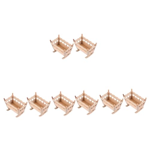 Abaodam Holzspielzeug 8 STK Puppenhaus Wiege Bett Winzig Miniatur-puppenhaus Hölzerne Wiege Cosplay-zubehör Mini-hausaccessoire Dekoratives Wiegenmodell Modelle Möbel Holz Baby Anhänger von Abaodam
