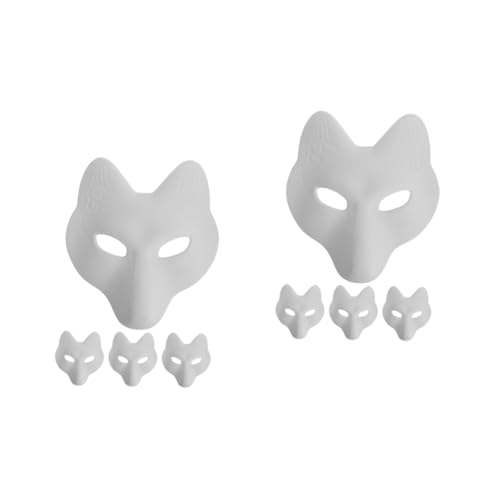 Abaodam 8 Stk Fuchs Maske Gesichtsmaske halloween maske DIY-Maske fox mask Halloweenkostüm Outfit Partymaske Maskerade Masken leer bilden Abschlussball liefert Kleidung Zubehör Pu Weiß von Abaodam
