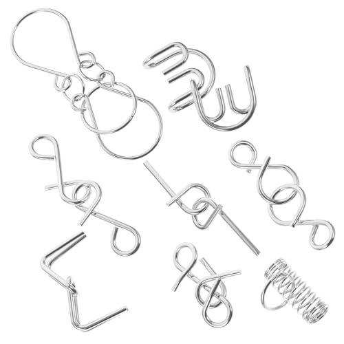 Abaodam 8 Stück Denkspiel Trick Puzzle intelligente Spiele Coole Gadgets Denkrätsel für Erwachsene laubsäge rätsel Denksportaufgaben für Entwirrungsrätsel Eisen Silver von Abaodam
