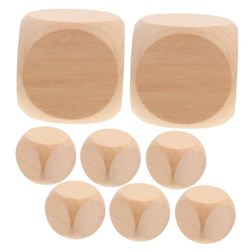 Abaodam 8 Stück Leere spielwürfel Partydekoration Gesellschaftsspiele brettspiele Party Spiele Holzwürfel Holzblöcke dados Euchre- unfertige Holzklötze zum Basteln Beige von Abaodam