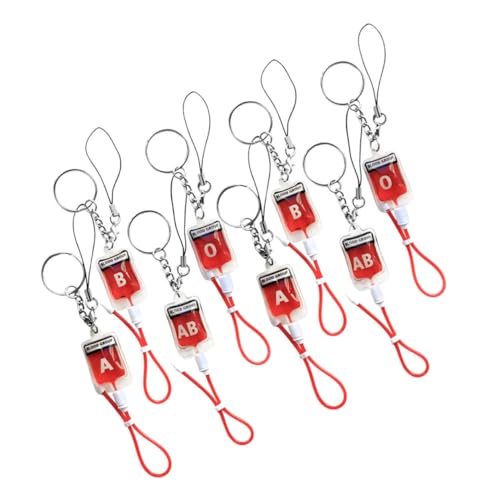 Abaodam 8 Stück Schlüsselanhänger Mit Blutgruppe Passieren Kopfhörer Einzigartiger Schlüsselanhänger Perlen Blut Des Schlüsselbundes Cooler Schlüsselbund Ring Lanyards Rostfreier Stahl von Abaodam