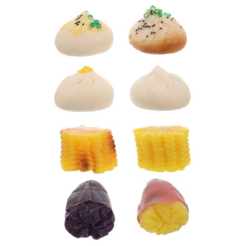 Abaodam 8 Stück Realistisches Gefälschtes Lebensmittel für Kinderküche Miniatur Gedämpfte Gefüllte Brötchen aus Mais und Süßkartoffel Sicheres Spielzeug für Eltern Kind Interaktion von Abaodam