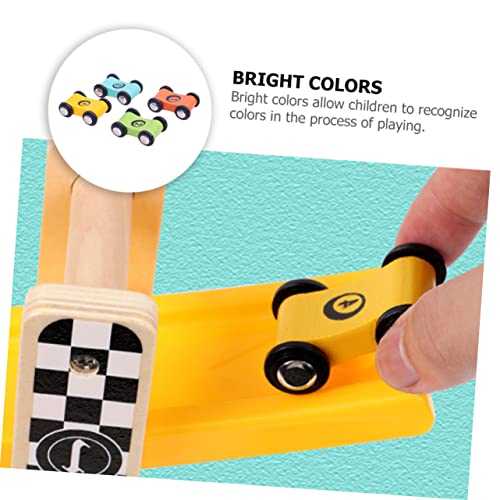 Abaodam 8 Stück Teiliges Holz Rennwagen Miniatur Holzspielzeug für Interaktives Rennspiel Langlebig Energiesparend Farbenfrohes Farben Design für Ab Jahren von Abaodam