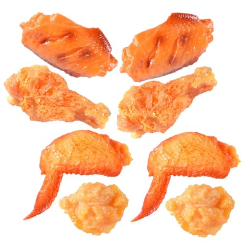 Abaodam 8 Stück Teiliges Künstliche Gebratene Hähnchenmodelle aus Stabilem PVC Realistische Hühnchenflügel Keulen Popcorn für Küchen Rollenspiele und Partydekoration von Abaodam
