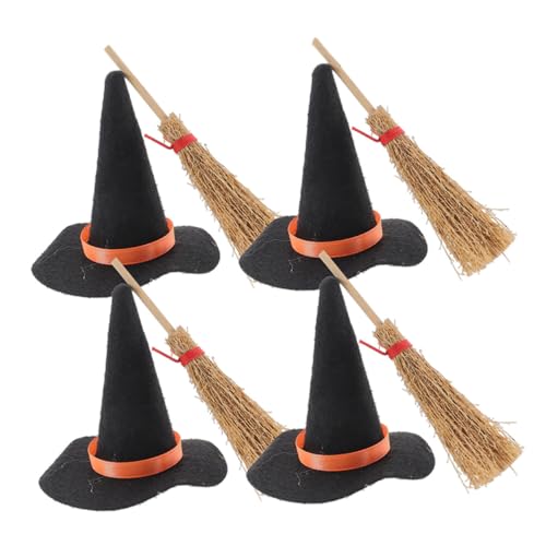 Abaodam 8 Stück Teiliges Mini Hexenhut und Besen aus Filz Halloween Dekoration für Puppenhaus Großer Schwarzer Hut und Roter Besen Handliches Bastelzubehör für Mini Party und Kreative Abaodam 8 Stück Teiliges Mini Hexenhut und Besen aus Filz Halloween Dekoration für Puppenhaus Großer Schwarzer Hut und Roter Besen Handliches Bastelzubehör für Mini Party und Kreative von Abaodam