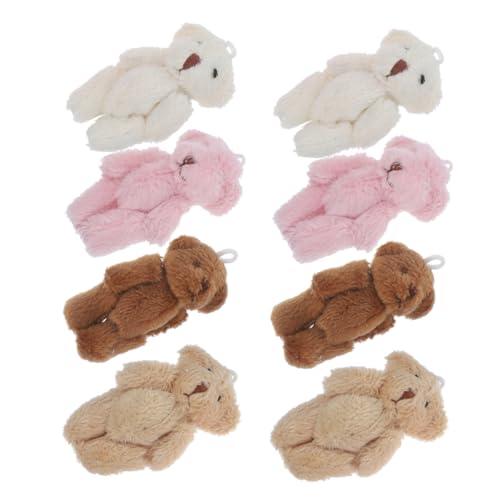 Abaodam 8 Stück Teiliges Mini Plüschbär Schlüsselanhänger Weiche Kuscheltiere für Shower Dekoration DIY Anhänger und Vielseitige Party Accessoires Weiß Braun Hellbraun von Abaodam