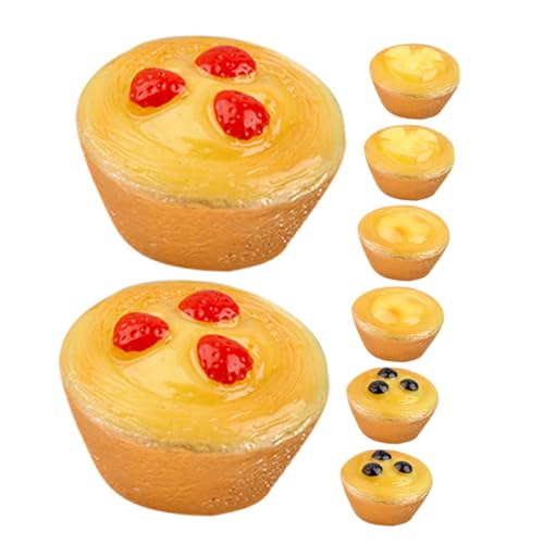 Abaodam 8 Stück Teiliges Miniatur Egg Tart Modellspielzeug für Rollenspiele Realistische Nachbildung für Puppenhaus Küche und Miniaturszenen Farben von Abaodam