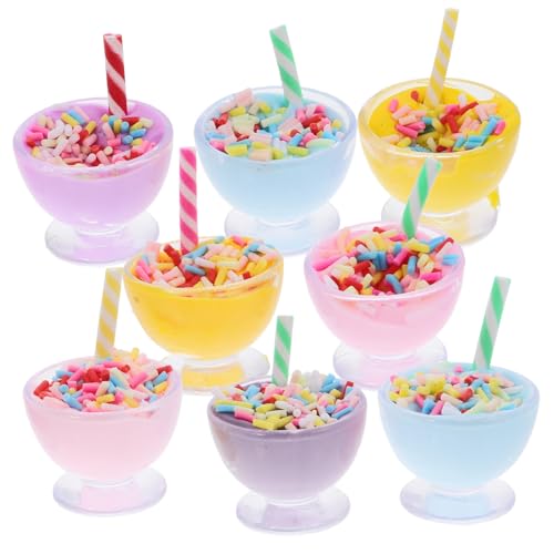 Abaodam 8 Stück Teiliges Set Miniatur Eiscreme Dekorationen aus Resin für Puppenhaus Realistische Modelle für Fotografie und Kreative Szenen Zubehör für Mikro Landschaften von Abaodam