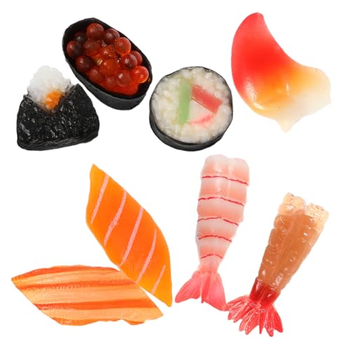 Abaodam 8 Stück Teiliges Sushi Modell Realistische Japanische Onigiri Simulation Detailgetreue Lebensmittel Requisiten für Küchen und Schaufensterdekoration Kompakt und Transportabel von Abaodam