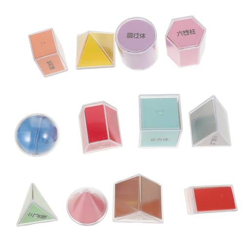 Abaodam 8-teiliges Set Geometrie-demomodell Geometrische Körper -Geometrie-trainingsbrett Geometrisches Maß Geometrische Formen Bausteine ​​mit Fester Geometrie Geomagnetisch Plastik von Abaodam