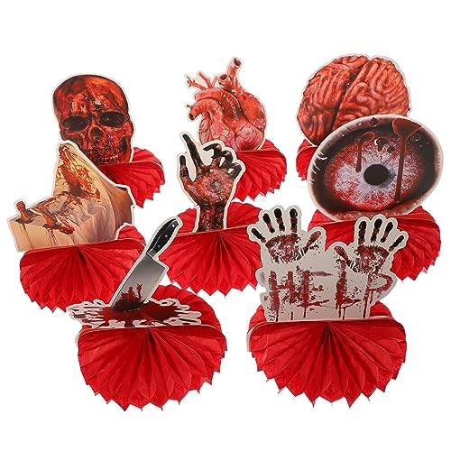 Abaodam 8st Halloween-wabenschmuck Halloween-wabentisch Halloween-tischdecke Festival Horror-tischschild Thematisiert Party Schläger Waben-mittelstücke Halloween-bommel Papier von Abaodam