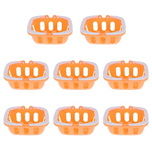 Abaodam 8st Mini-einkaufskorb Netter Korb Hängekörbe Mit Künstlichen Blumen Handkorb Kassenspielzeug Doppelseitiges Schaumklebeband Brotkorb Künstliche Hängende Körbe Orange Plastik von Abaodam