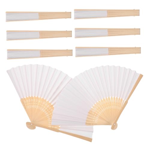 Abaodam 8stücke Papierfächer Handfächer Blanko Weiße Für Diy-kunst Partydekorationen Kinderhandwerk Outdoor-events Orientalische Ästhetische Erkundung Heimwerkerprojekte von Abaodam