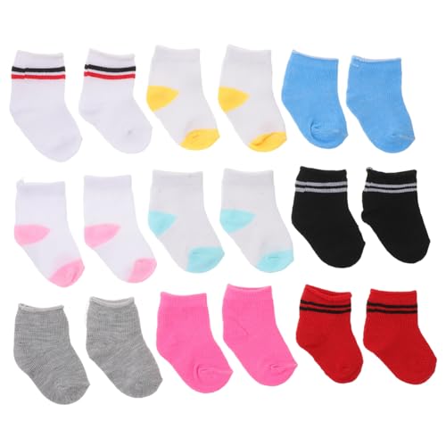 Abaodam 9 Baumwollsocken für Puppen Mädchen Weiche Gestreifte Mini-socken Kompatibel mit Puppenkleidung und Kinderzubehör für Abwechslungsreiches Abaodam 9 Baumwollsocken für Puppen Mädchen Weiche Gestreifte Mini-socken Kompatibel mit Puppenkleidung und Kinderzubehör für Abwechslungsreiches von Abaodam