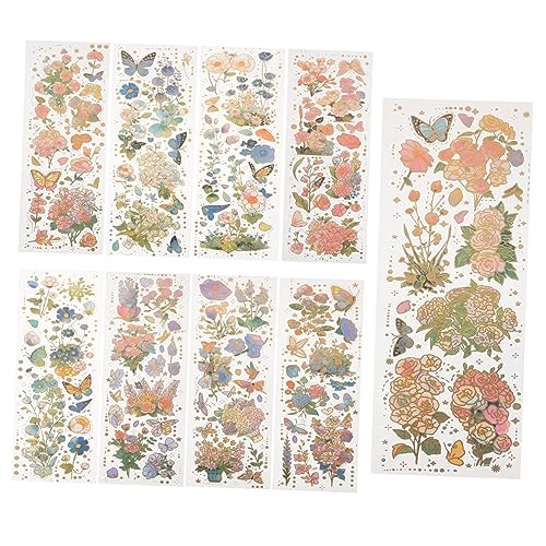Abaodam Journal Aufkleber Ästhetische Aufkleber Scrapbooking Zubehör 9 Blätter Vintage Blumen Aufkleber von Abaodam