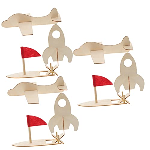 Abaodam 9 STK DIY-Graffiti-Modell Holzflugzeugmodell Holzspielzeug Rätsel Für Kleinkinder Spielzeug Für Kinder Rätsel Für Kinder Bastelhobel Aus Holz Flugzeug Malen Hölzern Dekorationen 3D von Abaodam