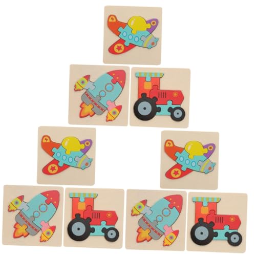 Abaodam Holzpuzzle 9 STK Puzzle Spielset aus Holz Spielzeug für Kleinkinder Kinder rätsel Spielzeuge Kinderspielzeug kleines Rätsel lustiges Rätsel dreidimensional schmücken von Abaodam