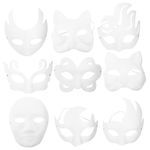 Abaodam 9 Stück DIY Einfache Masken Dekoration Für Maskerade Party Pflege Requisite Handgefertigte Blankomasken Purge Einfache Maskenmaske Feuchtigkeitsspendende LED Maske Kommode von Abaodam
